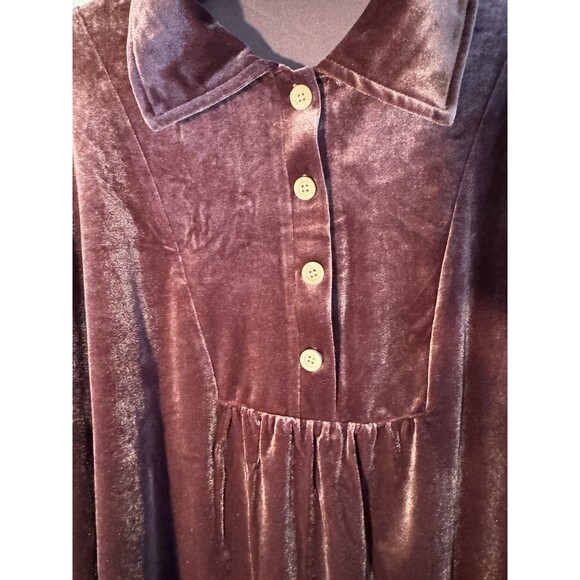 Women's Velvet Top Long Sleeve Button Flowy Casual Wine Red Six XXL - Picture 4 of 9